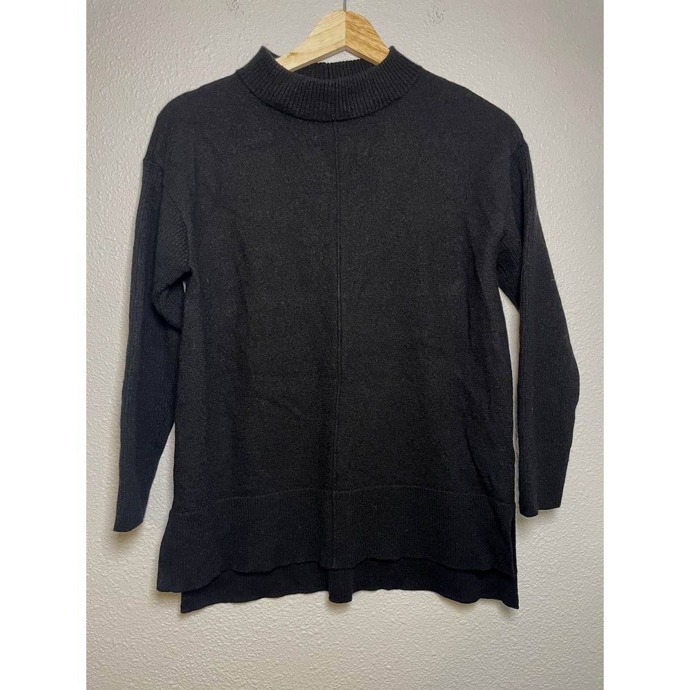 Talbots Pure Merino Wool Petite Large Black Long Sleeve Mock Neck
